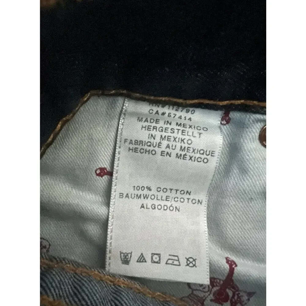 SIZE 33 - True Religion Indigo Blue Jeans Straight Let Fashion TR Denim Flap